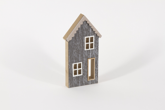 Haus aus Holz MDF grau 20 cm