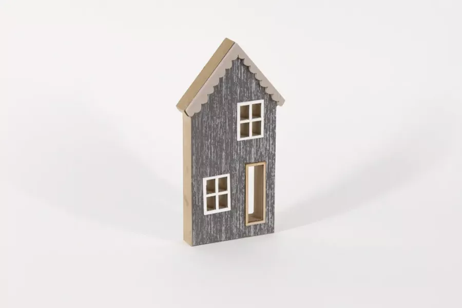 Preview: Haus aus Holz MDF grau 20 cm