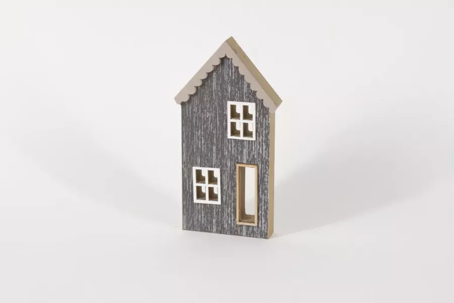 Preview: Haus aus Holz MDF grau 20 cm