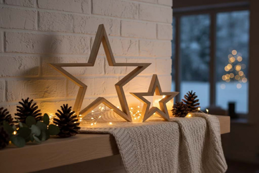 Preview: Stern aus Holz - natur