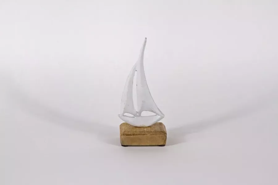 Preview: Boot aus Metall weiß 18cm – maritime Deko gleich online bestellen