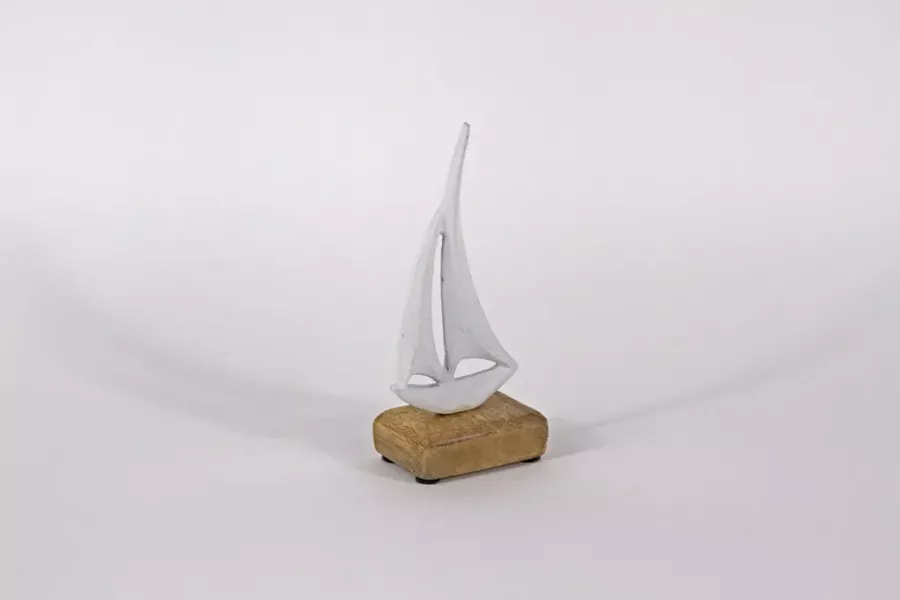 Preview: Boot aus Metall weiß 18cm – maritime Deko gleich online bestellen