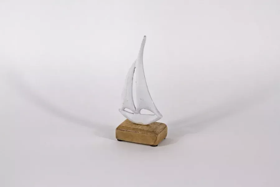 Preview: Boot aus Metall weiß 18cm – maritime Deko gleich online bestellen