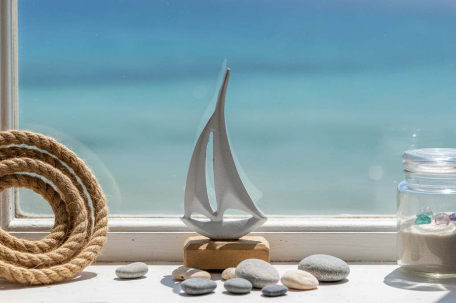 Preview: Boot aus Metall weiß 18cm – maritime Deko gleich online bestellen