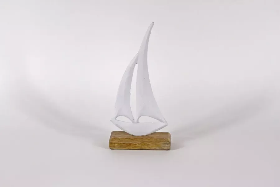 Preview: Boot aus Metall weiß 28 cm – maritime Deko jetzt bequem online bestellen