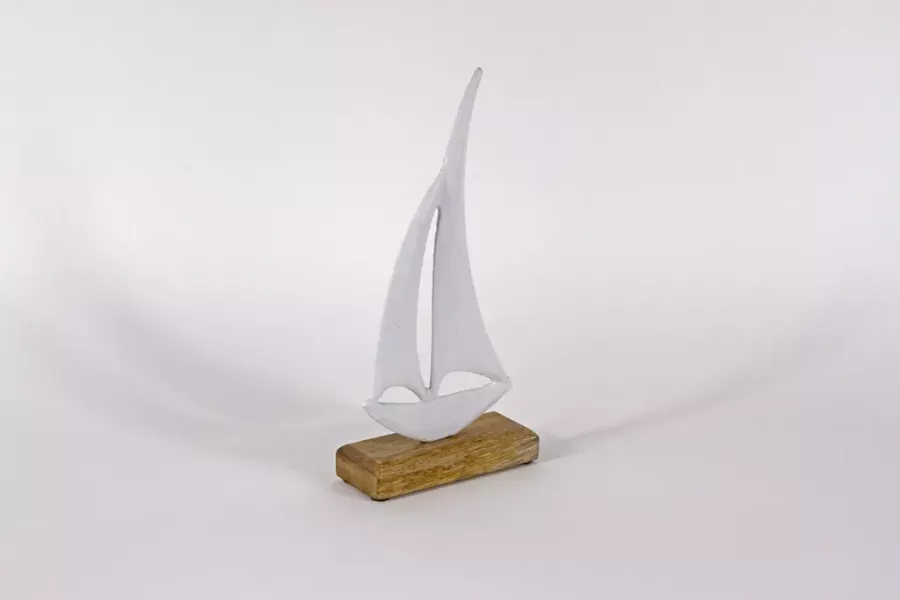 Preview: Boot aus Metall weiß 28 cm – maritime Deko jetzt bequem online bestellen
