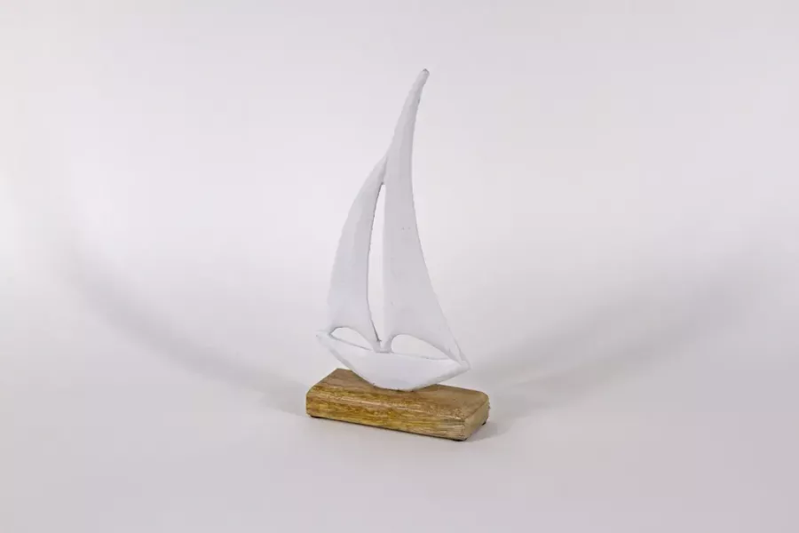 Preview: Boot aus Metall weiß 28 cm – maritime Deko jetzt bequem online bestellen