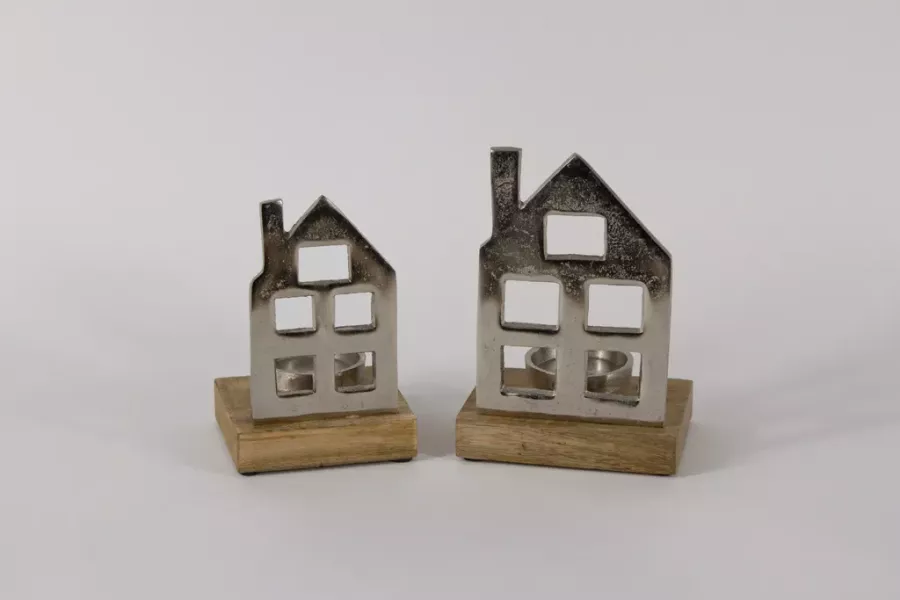 Preview: Teelichthalter Haus aus Metall – stimmungsvolle Deko mit Licht