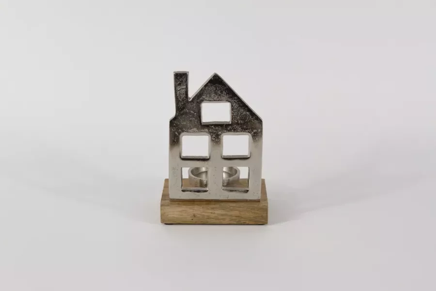 Preview: Teelichthalter Haus aus Metall – stimmungsvolle Deko mit Licht