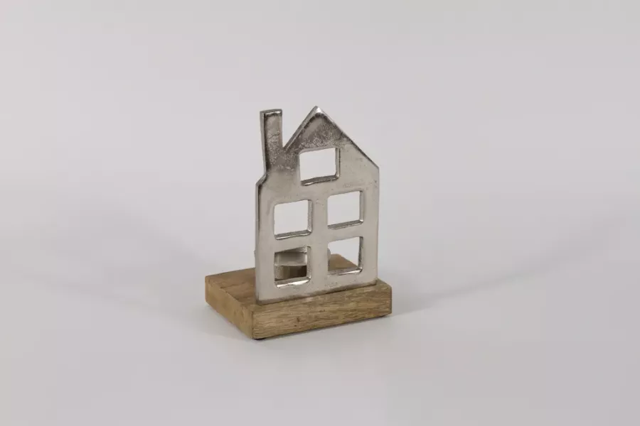 Preview: Teelichthalter Haus aus Metall – stimmungsvolle Deko mit Licht