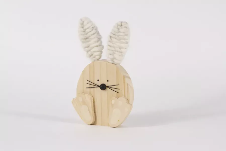 Preview: Wohnaccessoire Hase aus Holz weiss charmant schlicht bestellen