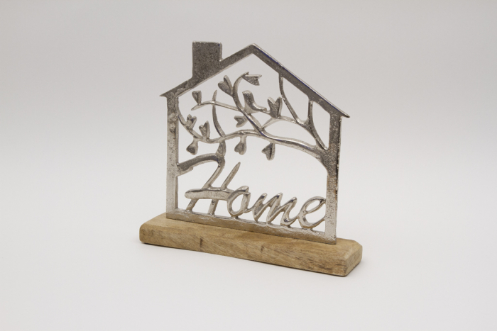 Haus aus Metall Schriftzug Home