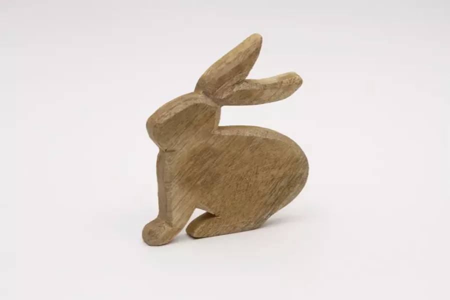 Preview: Holz Hase Mangoholz Osterdeko Wohnzimmer Geschenkidee