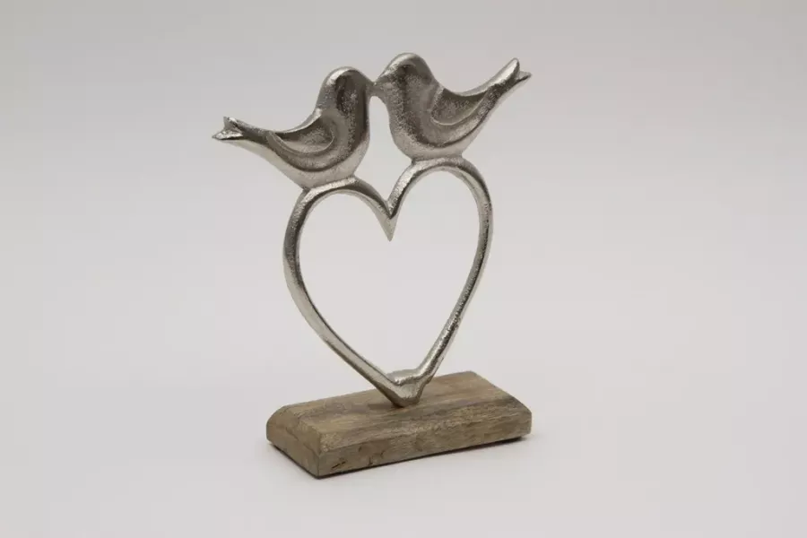 Preview: Herz aus Metall mit Vogel