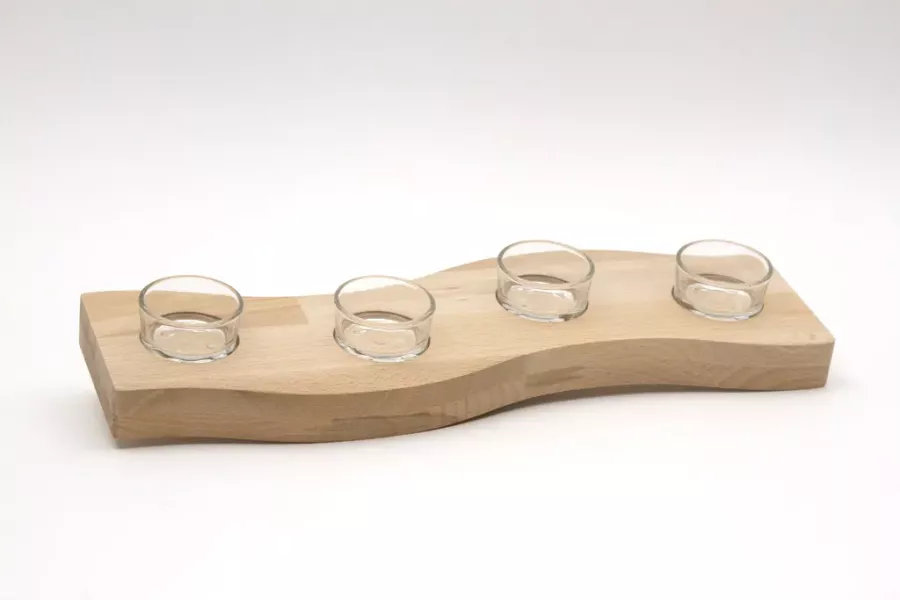 Teelichthalter aus Holz mit geschwungenem Design – stilvolle Kerzendeko