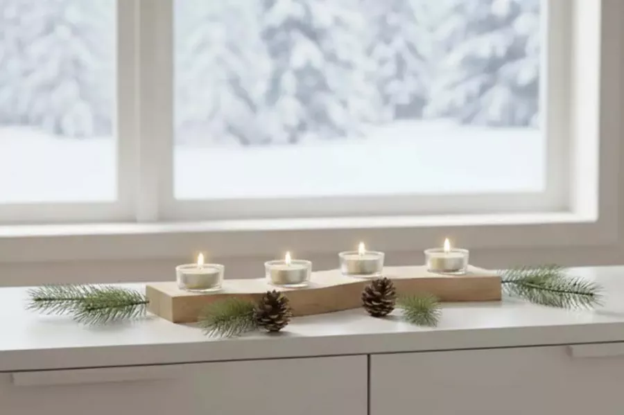 Teelichthalter aus Holz mit geschwungenem Design – stilvolle Kerzendeko