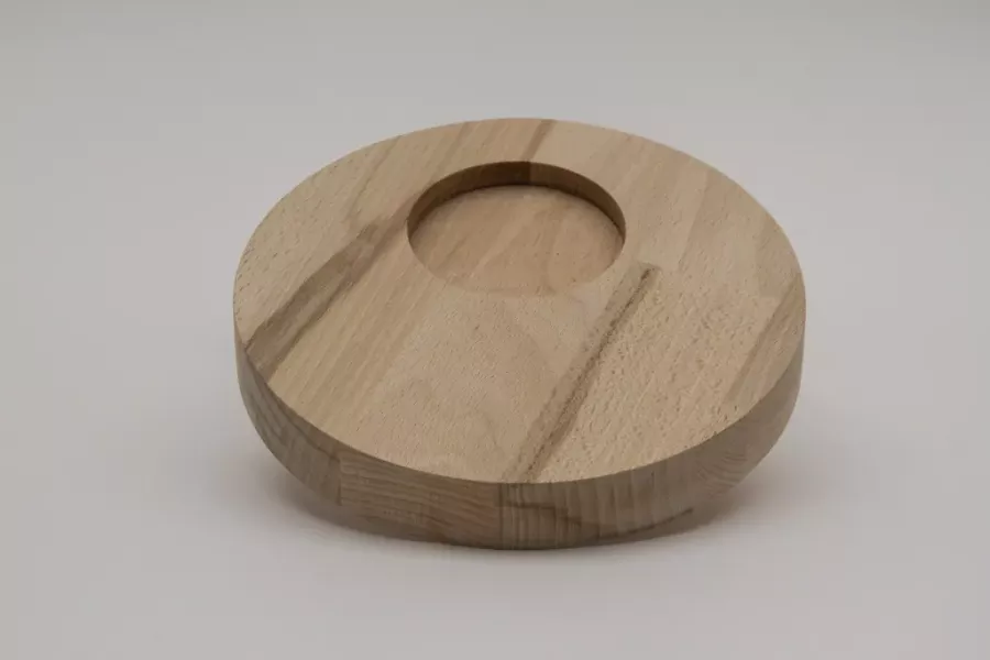 Preview: Kerzenbrett aus Holz Buche 18 cm – natürliche Tischdeko