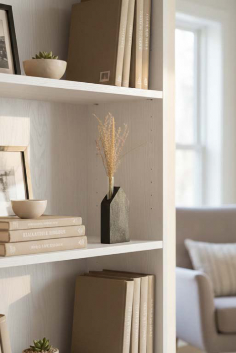 Preview: Vase in Hausform aus Holz schwarz – ideal für Blumen oder Trockenblumen