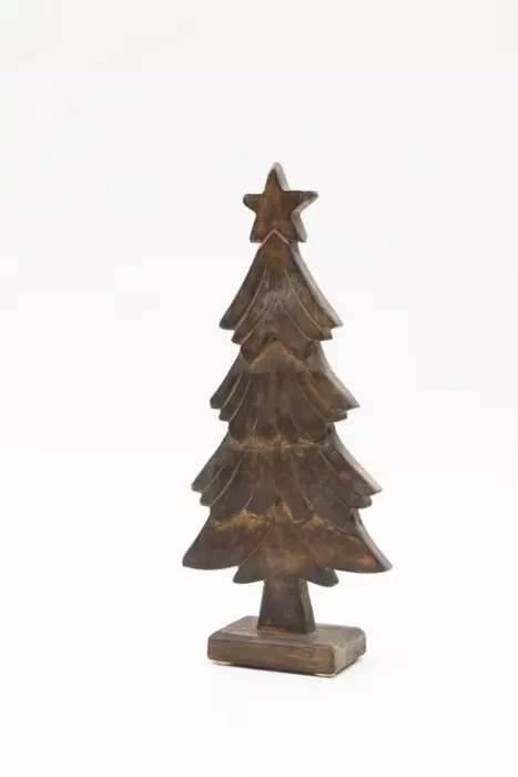 Preview: Vielseitiger Tannenbaum aus Mangoholz – 32 cm hohe Dekoration für eine gemütliche Weihnachtsstimmung