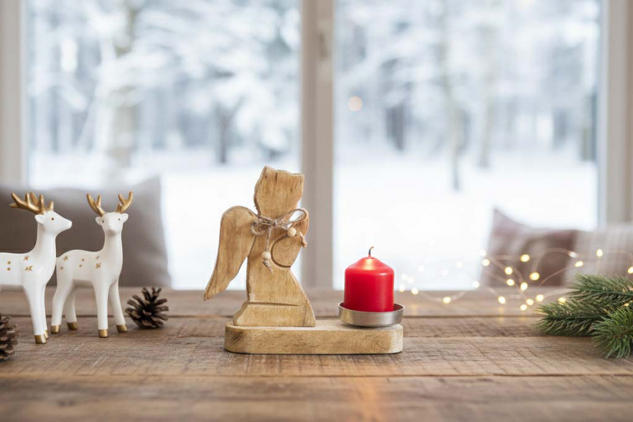 Preview: Kerzenhalter Engel aus Holz