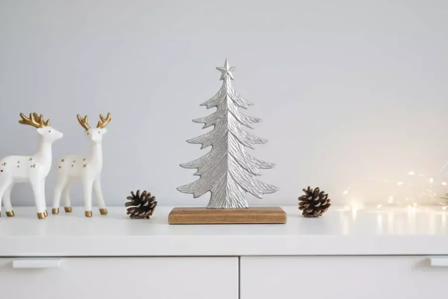 Tannenbaum aus Metall silber – elegante Weihnachtsdeko für festliche Atmosphäre