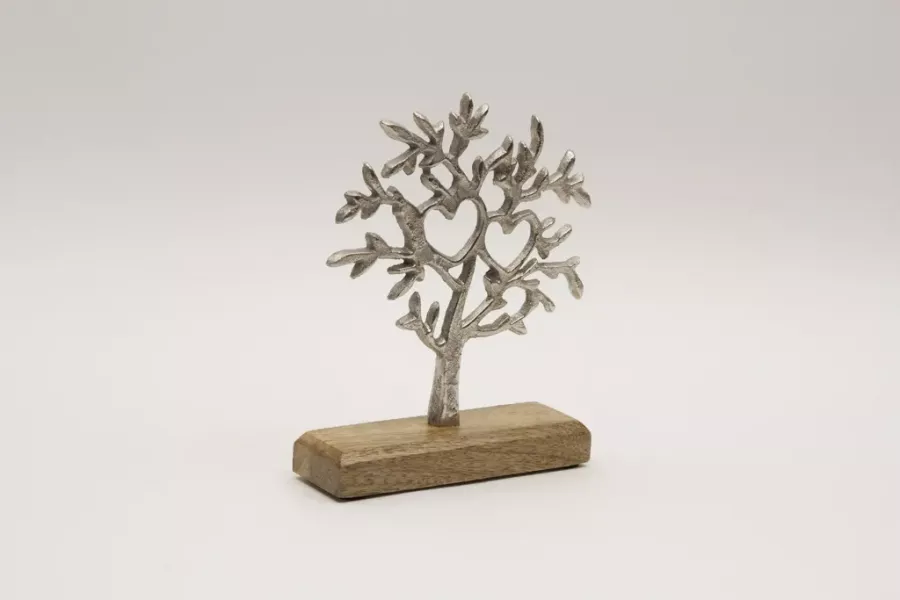Preview: Moderner Baum aus Metall in Silber als stilvolles Dekoobjekt