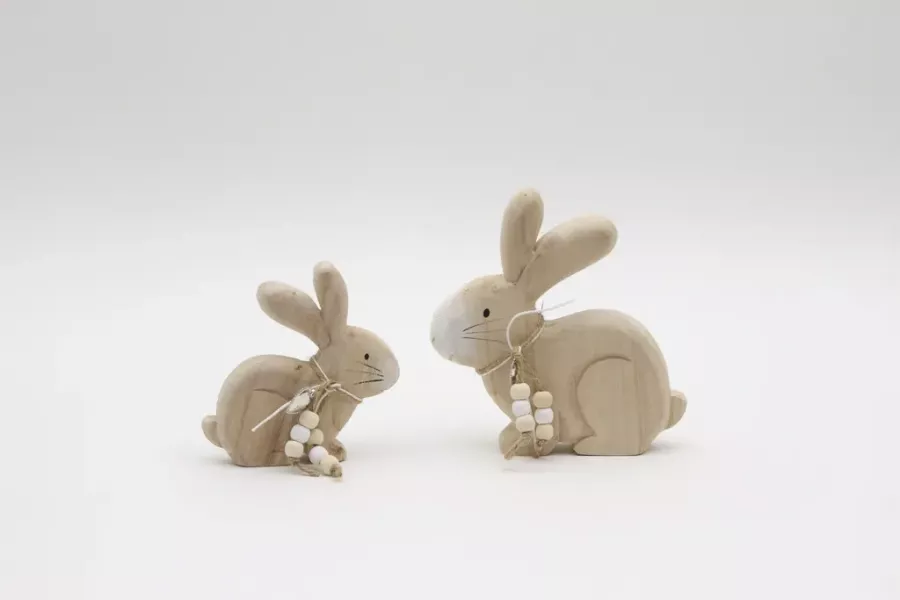 Preview: Hase aus Holz Set 2er Naturholz Figuren Osterdeko ideal als Geschenk
