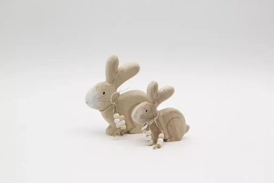 Preview: Wohnaccessoire Holz Hase 2er-Set Regaldeko rustikal jetzt bestellen