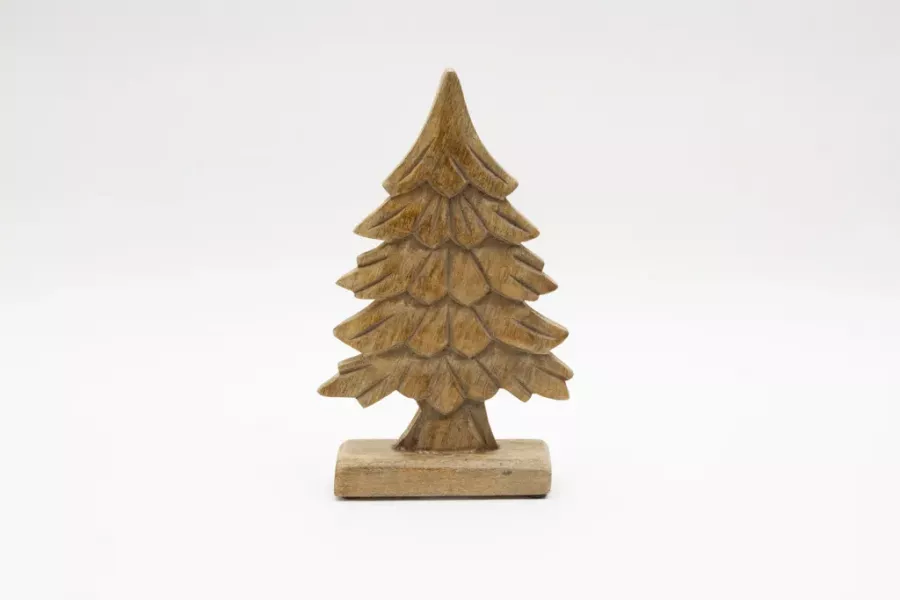Preview: Tannenbaum aus Mangoholz – 27 cm hohe Weihnachtsdeko für festliche Atmosphäre