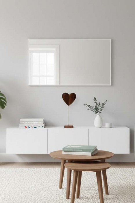 Preview: Rustikales Holzherz Mangoholz braun für Wohnzimmer