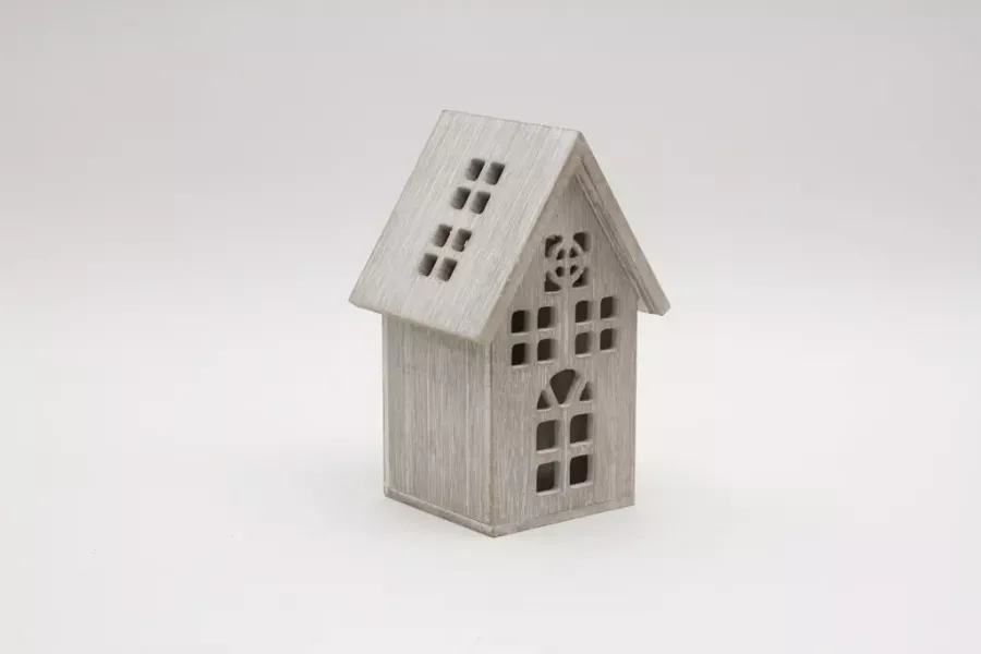Preview: Skandinavisches Lichthaus aus Holz – perfekte Tisch- oder Fensterbankdeko.
