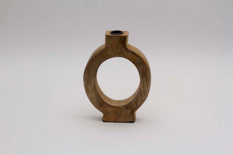 Runde Holzvase aus massivem Holz als moderne Dekoration für Wohnräume