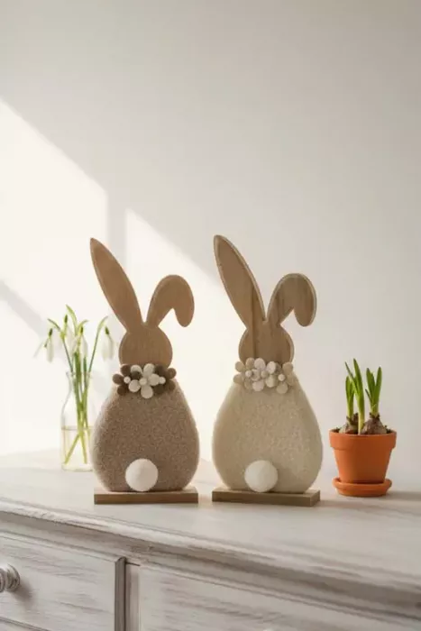 Osterhase Plüsch Bauch weiß dekorativ – Osterdeko für Zuhause