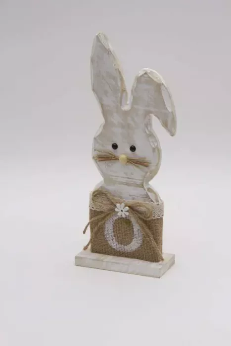 Preview: Natürliche Osterdeko Holz Hase als Frühlingsdekoration jetzt bestellen