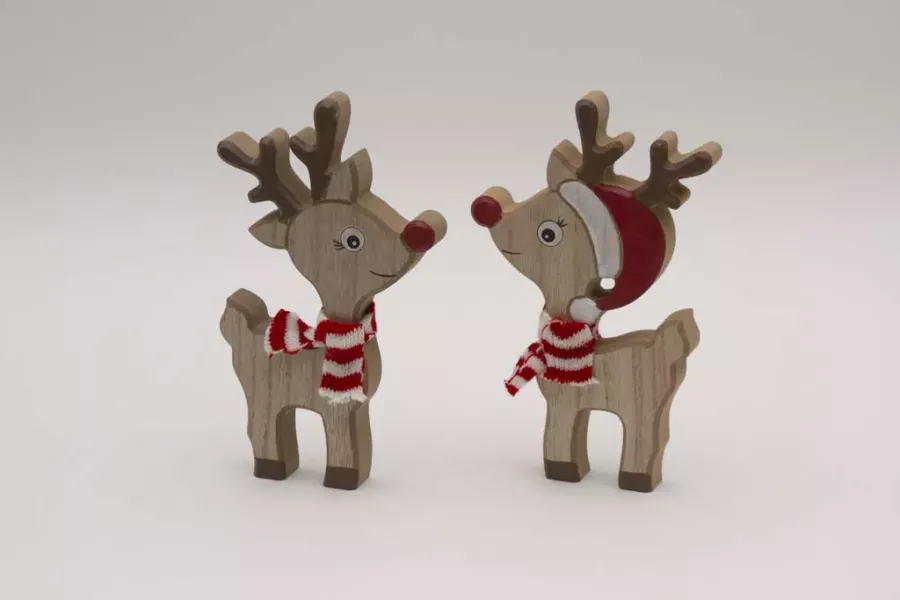 Preview: Dekorative Holz Rentier Figur für Advents- und Weihnachtsdekoration jetzt online kaufen