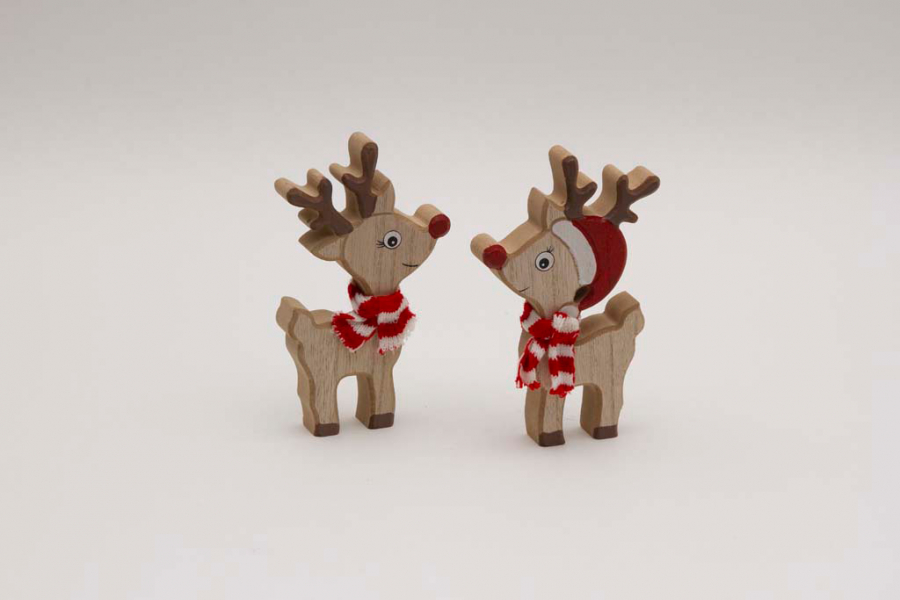Preview: Weihnachtliche Rentier Dekofigur aus Holz für Tisch und Regal kaufen