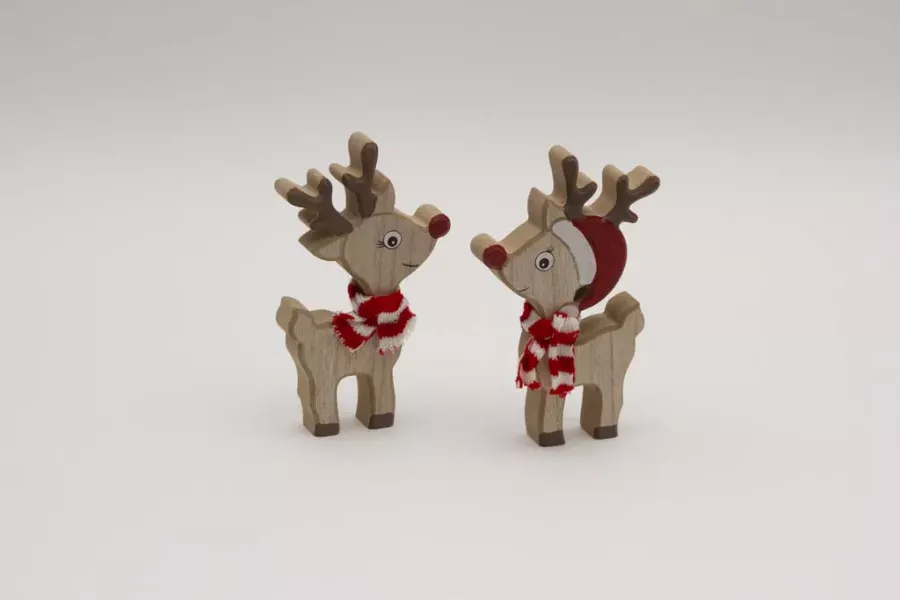 Preview: Weihnachtliche Rentier Dekofigur aus Holz für Tisch und Regal kaufen