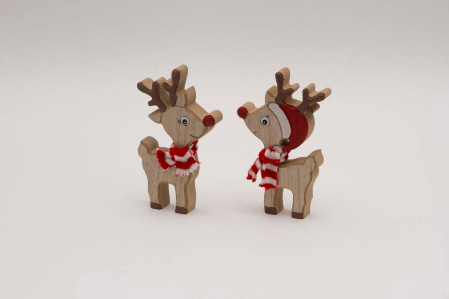 Preview: Holz Rentier Weihnachtsfigur für festliche Wohnraumdeko jetzt online kaufen