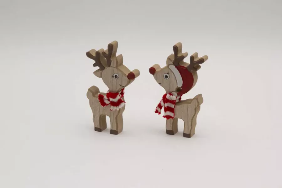 Preview: Holz Rentier Weihnachtsfigur für festliche Wohnraumdeko jetzt online kaufen