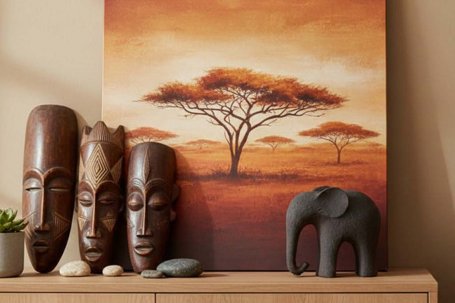 Preview: Elefanten Skulptur in dunkler Steinoptik als stilvolle Deko für Wohnzimmer und Regal