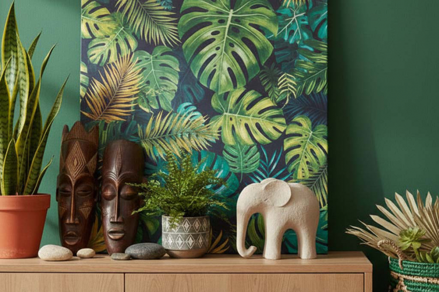 Preview: Elefanten Skulptur in heller Steinoptik als stilvolle Deko für Wohnzimmer und Regal