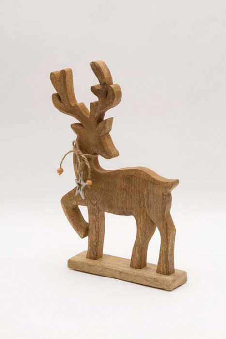 Preview: Dekorativer Holz Hirsch für Wohnzimmer und Weihnachtsdekoration online entdecken