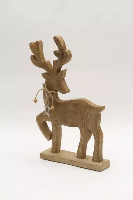 Preview: Dekorativer Holz Hirsch für Wohnzimmer und Weihnachtsdekoration online entdecken