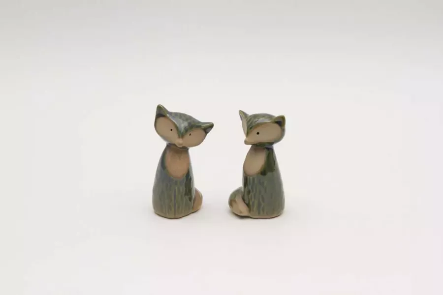 Preview: Modernes Fuchs Deko Set aus Steingut im skandinavischen Stil entdecken
