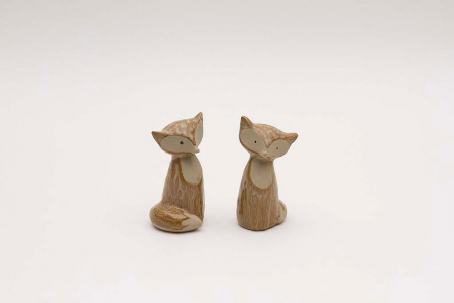 Preview: Modernes Dekofiguren Set Füchse im natürlichen Design – jetzt bestellen