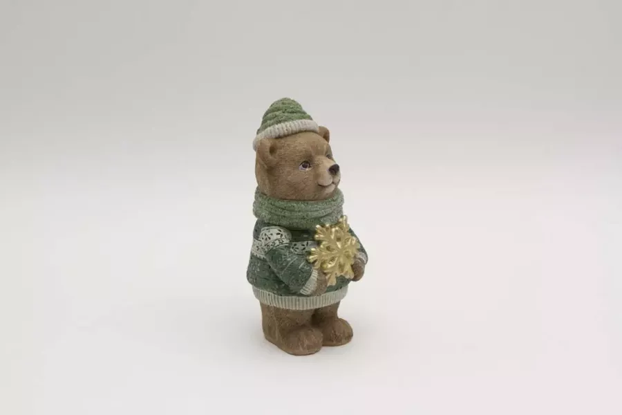 Preview: Deko Bärenfigur für Weihnachten – Winterdeko mit Schneeflocke, jetzt entdecken