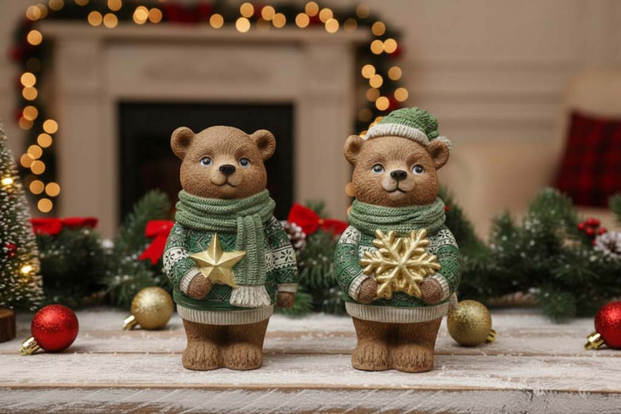 Preview: Winterliche Weihnachtsdeko Bär – ideal als Geschenk, jetzt kaufen