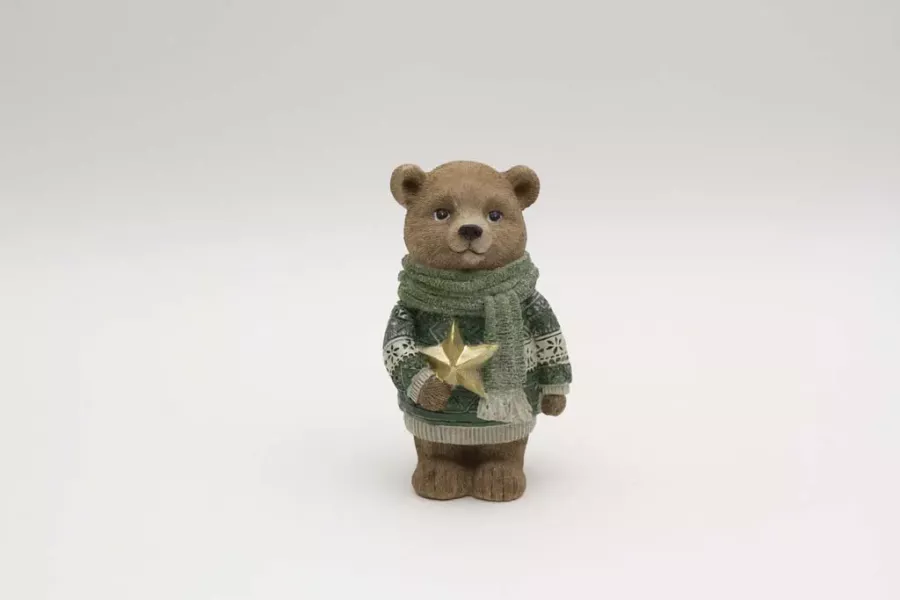 Winterliche Weihnachtsdeko Bär mit goldenem Stern – ideal als Geschenk, jetzt bestellen