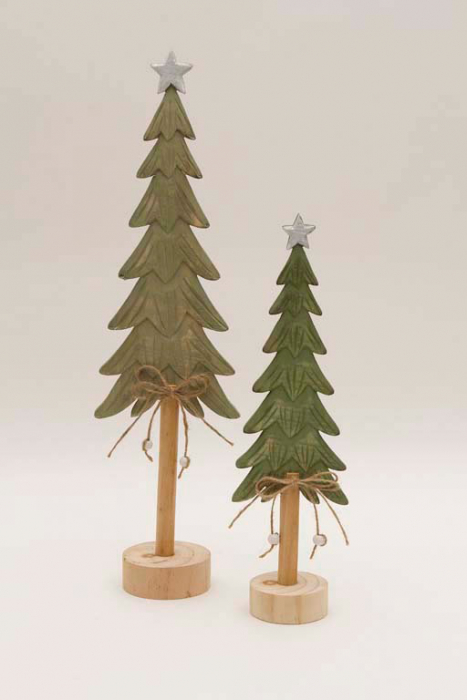Holz Weihnachtsbaum 2er Set in Grün mit Sternspitze – jetzt festliche Deko kaufen