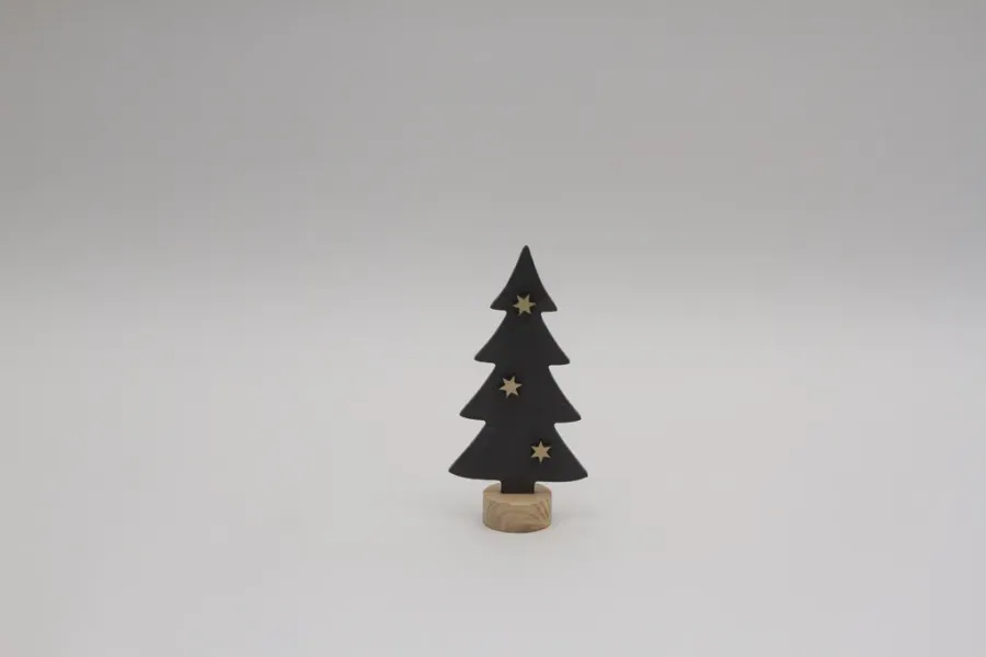 Weihnachtlicher Deko Tannenbaume aus Holz mit Sternen Anthrazit